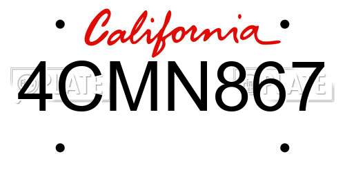 4CMN867 California License Plate