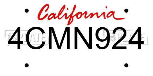 4CMN924 California License Plate