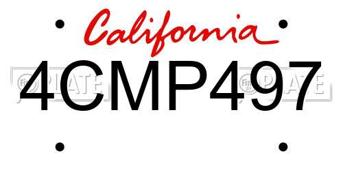 4CMP497 California License Plate