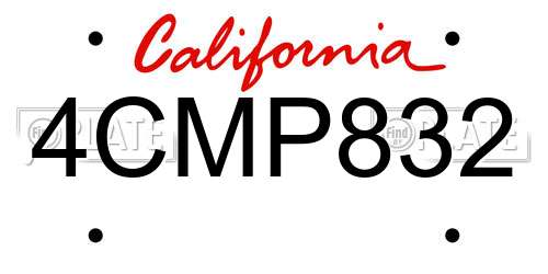 4CMP832 California License Plate