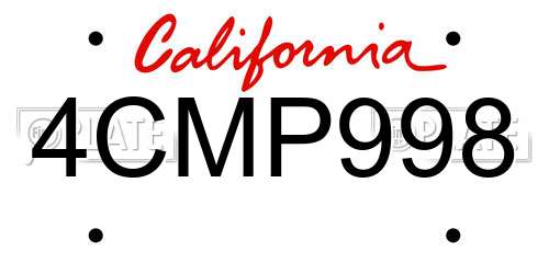 4CMP998 California License Plate