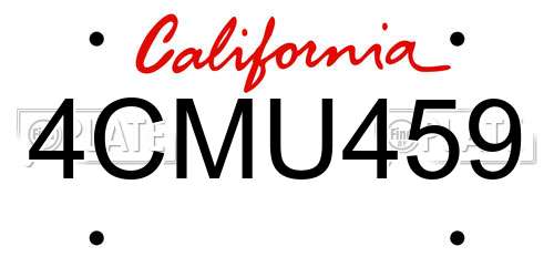 4CMU459 California License Plate