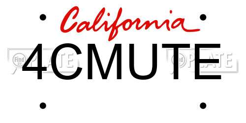 4CMUTE California License Plate