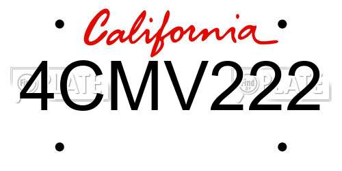 4CMV222 California License Plate