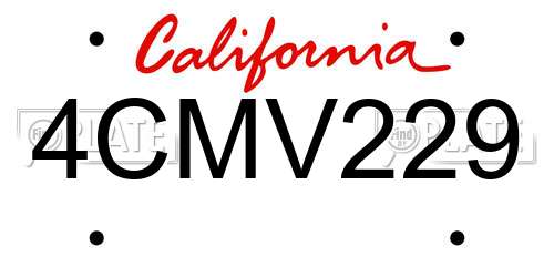 4CMV229 California License Plate