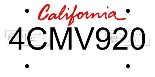 4CMV920 California License Plate