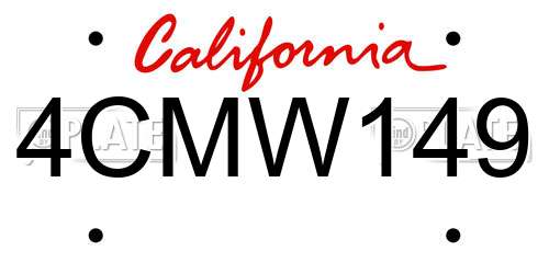 4CMW149 California License Plate