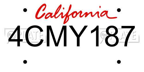 4CMY187 California License Plate