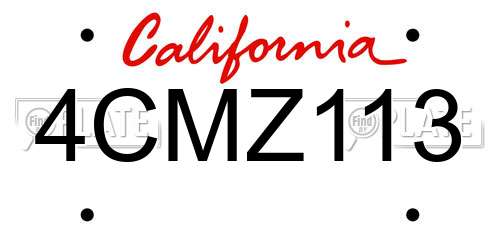 4CMZ113 California License Plate