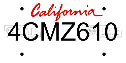 4CMZ610 California License Plate
