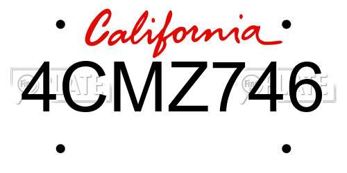 4CMZ746 California License Plate