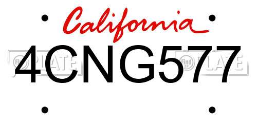 4CNG577 California License Plate