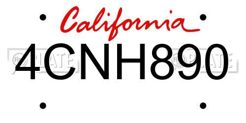 4CNH890 California License Plate