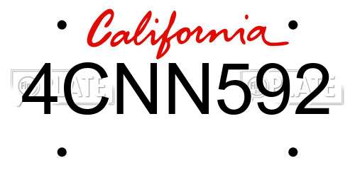 4CNN592 California License Plate