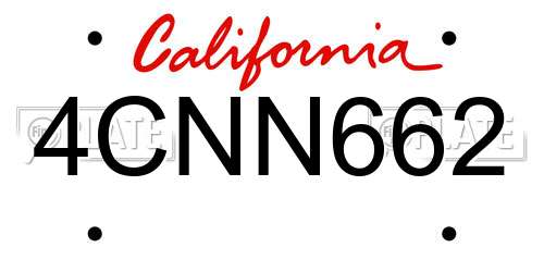 4CNN662 California License Plate