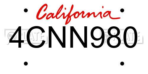 4CNN980 California License Plate