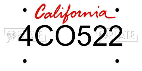 4CO522 California License Plate