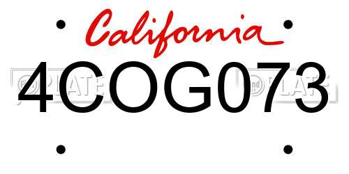 4COG073 California License Plate