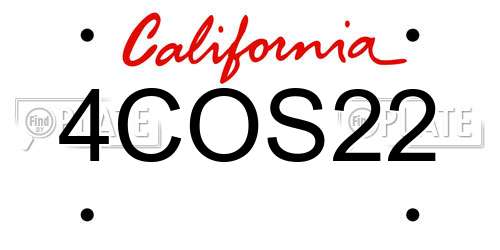 4COS22 California License Plate