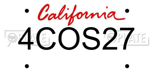 4COS27 California License Plate