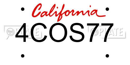 4COS77 California License Plate