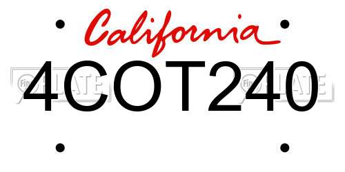 4COT240 California License Plate