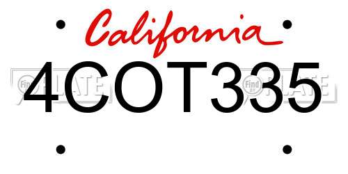 4COT335 California License Plate
