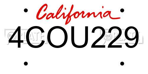 4COU229 California License Plate