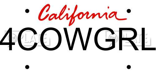 4COWGRL California License Plate