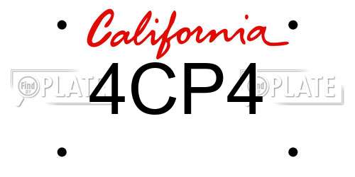 4CP4 California License Plate