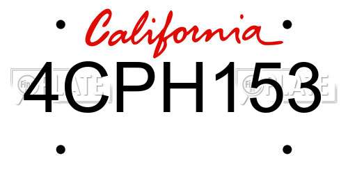 4CPH153 California License Plate