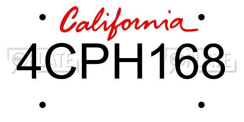 4CPH168 California License Plate