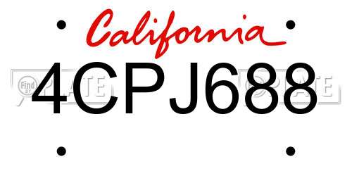 4CPJ688 California License Plate