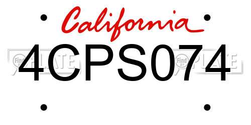 4CPS074 California License Plate