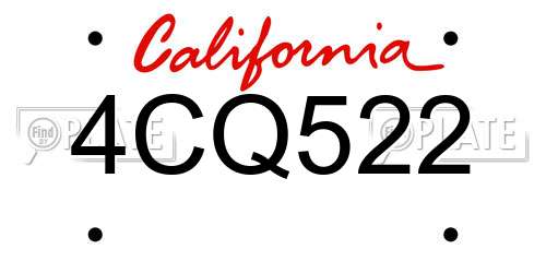 4CQ522 California License Plate