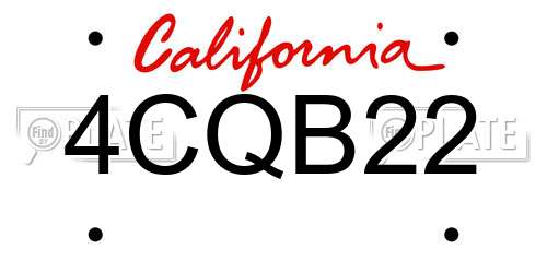 4CQB22 California License Plate