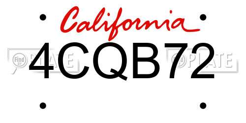 4CQB72 California License Plate