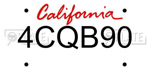 4CQB90 California License Plate