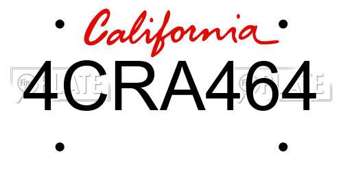 4CRA464 California License Plate