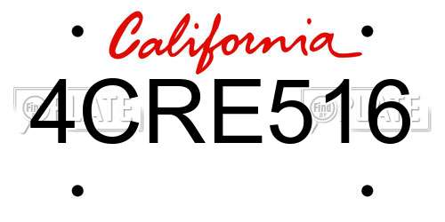4CRE516 California License Plate