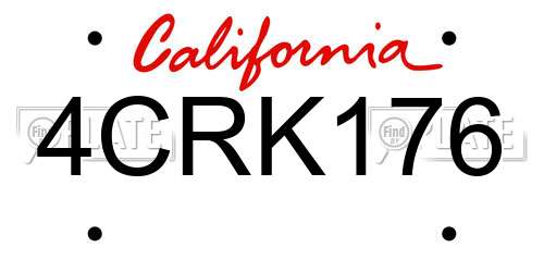 4CRK176 California License Plate