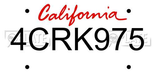 4CRK975 California License Plate