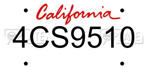 4CS9510 California License Plate