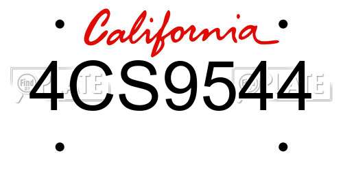 4CS9544 California License Plate