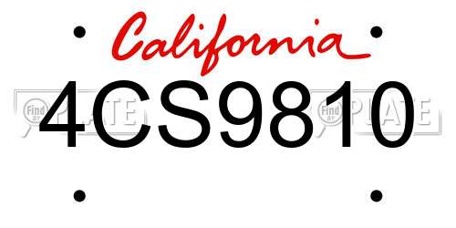 4CS9810 California License Plate