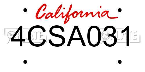 4CSA031 California License Plate