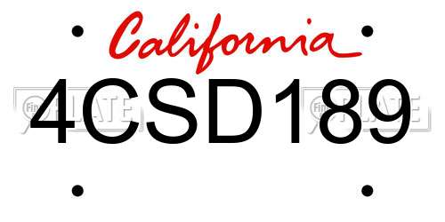 4CSD189 California License Plate