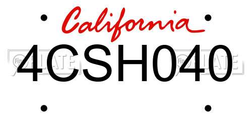 4CSH040 California License Plate