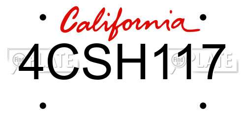 4CSH117 California License Plate