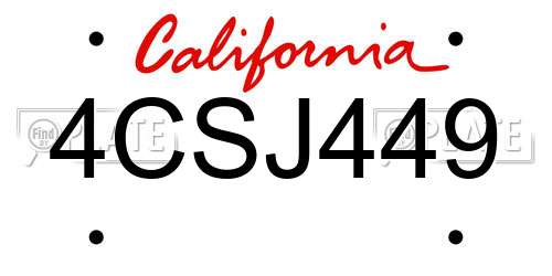 4CSJ449 California License Plate